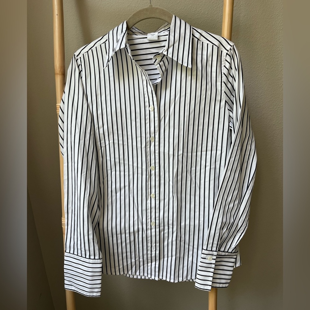 JCrew Laura Femme Fit black stripe shirt
